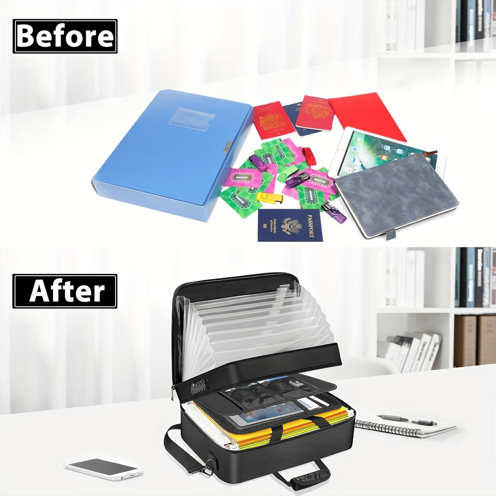 Portable Multi-Layer 13 Pocket Accordion File Folder Bag ENGPOW
