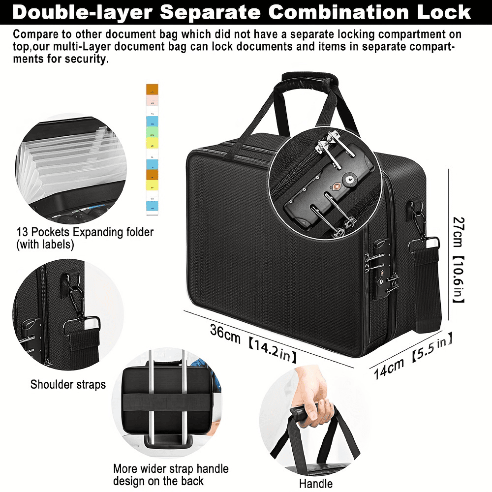 Portable Multi-Layer 13 Pocket Accordion File Folder Bag ENGPOW