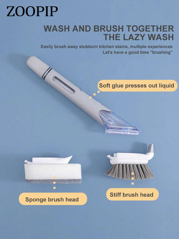 ZOOPIP Long-handled washer press, automatic liquid addition, marine bowl cleansing brush, kitchen press, pottery sink, sacred treasure 6 printings JOOFIRE