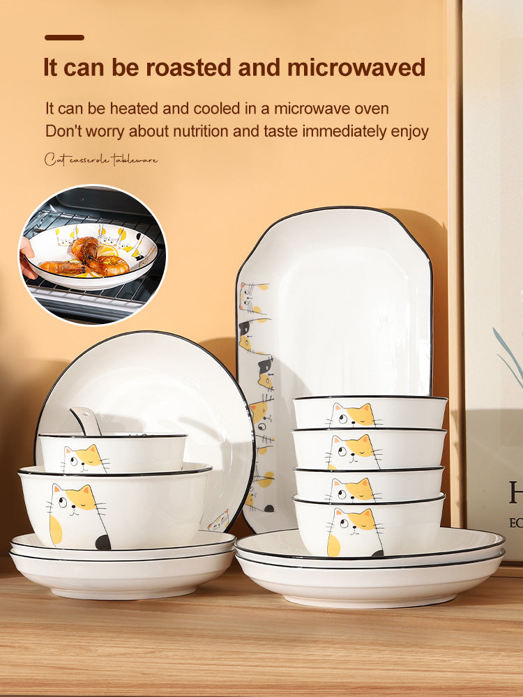 ZOOPIP Ceramic dishes household tableware set creative simple bowl plate combination tableware tableware JOOFIRE