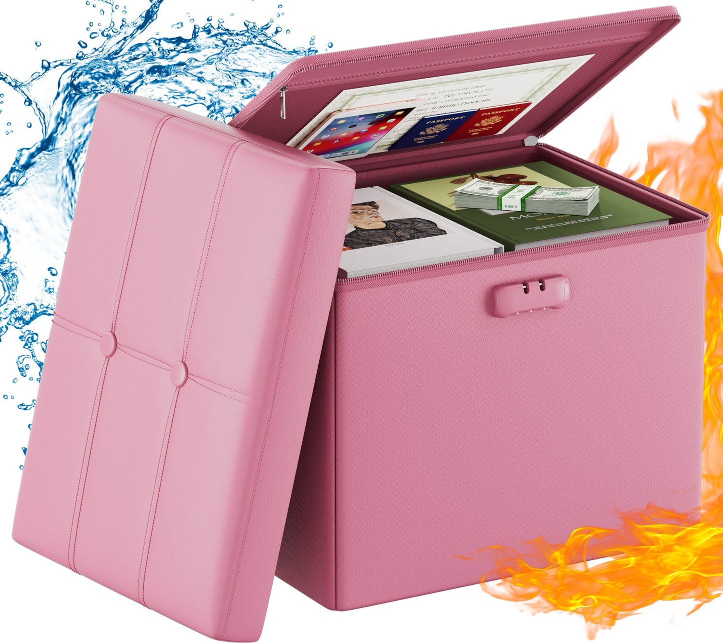 M Size Fireproof Storage Ottoman ENGPOW