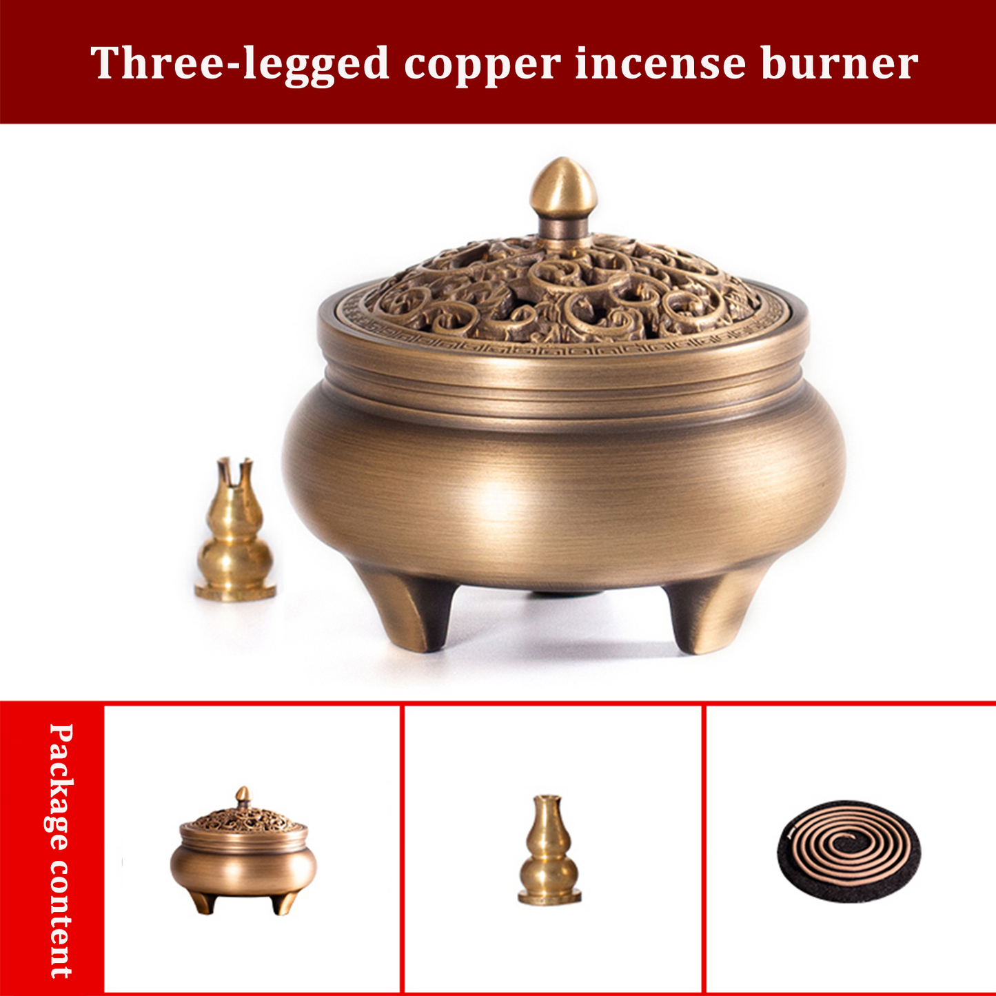 ZOOPIP Indoor three-legged incense burner for home use Medium-style Zen tea ceremony incense burner Incense burner JOOFIRE