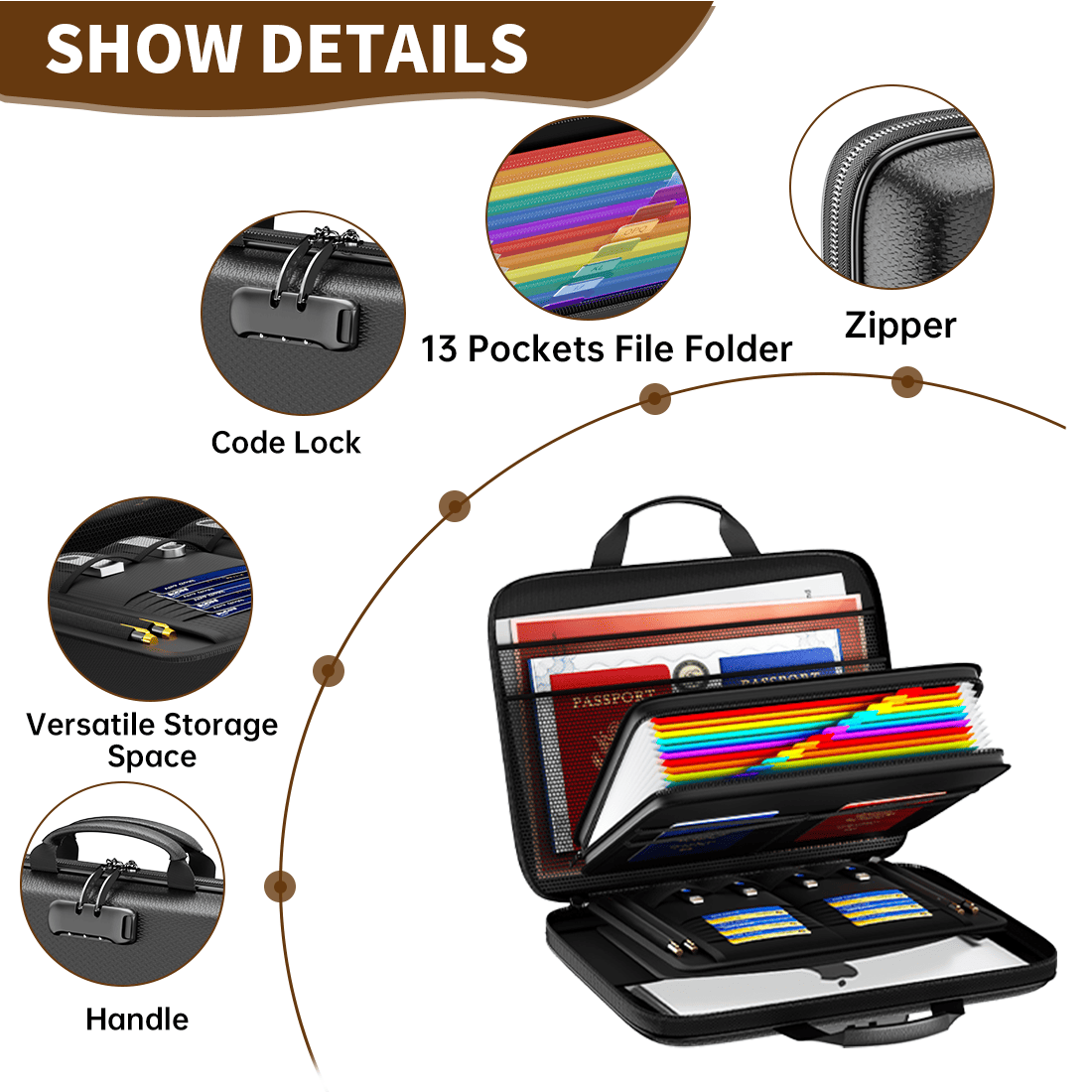 Multifunctional 12-page Hard EVA Color Accordion Folder ENGPOW