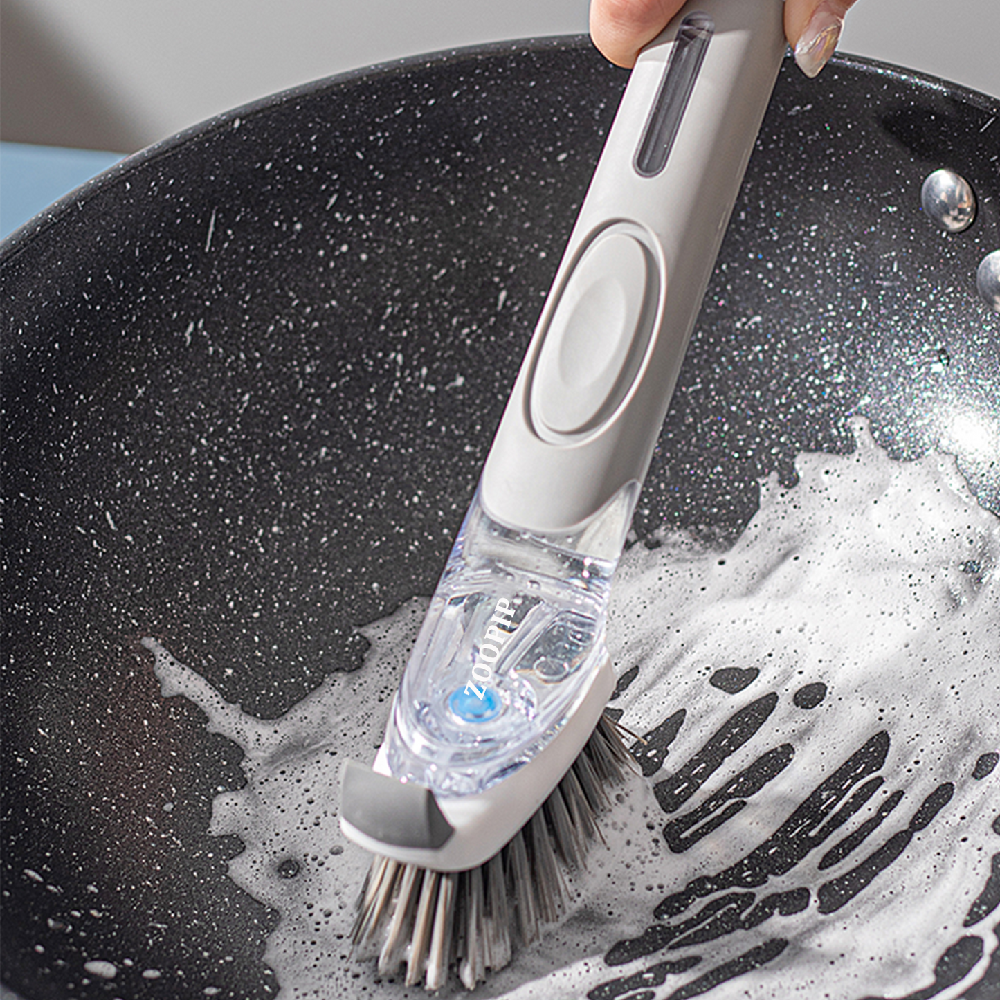 ZOOPIP Long-handled washer press, automatic liquid addition, marine bowl cleansing brush, kitchen press, pottery sink, sacred treasure 6 printings JOOFIRE