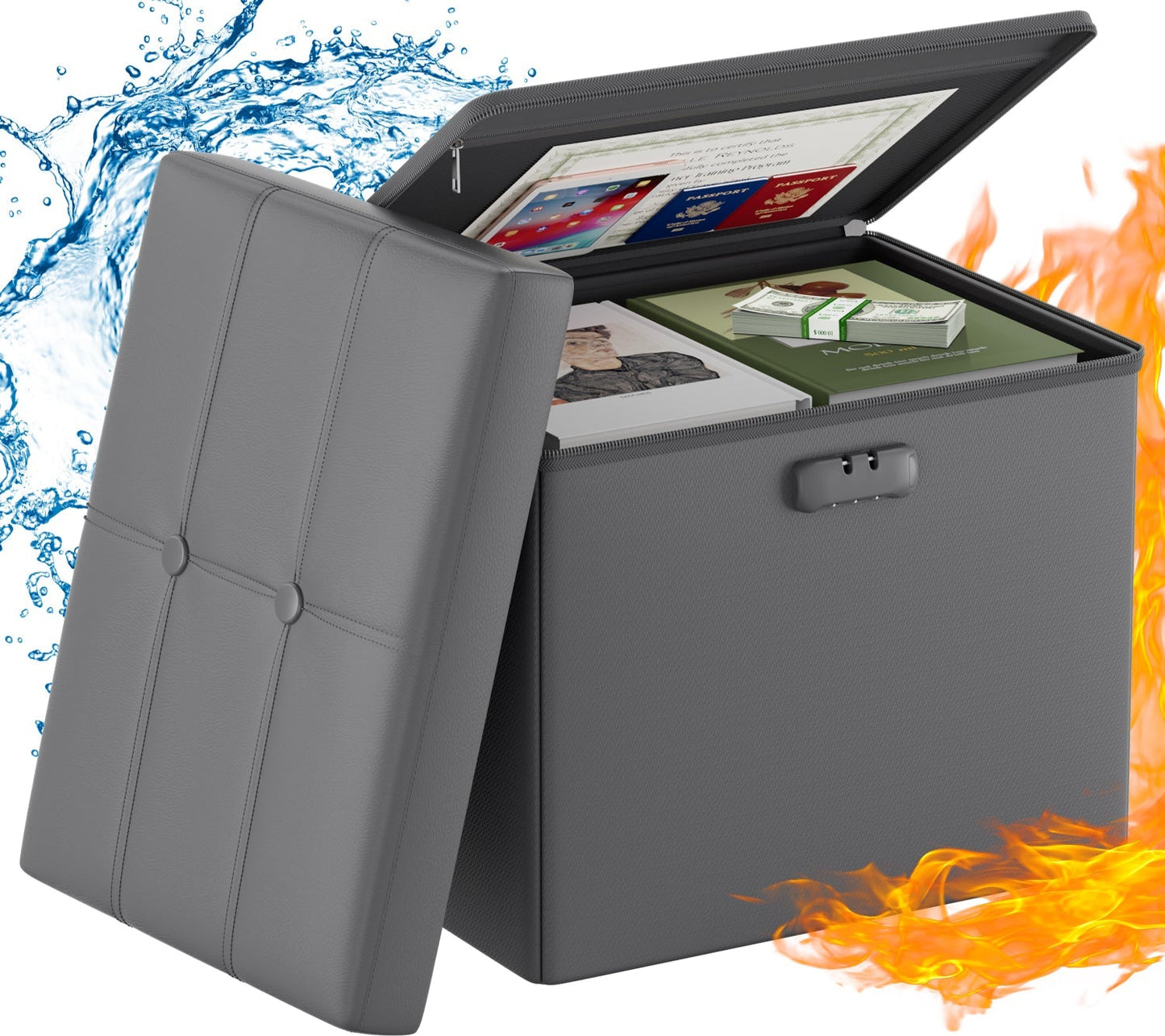 M Size Fireproof Storage Ottoman ENGPOW