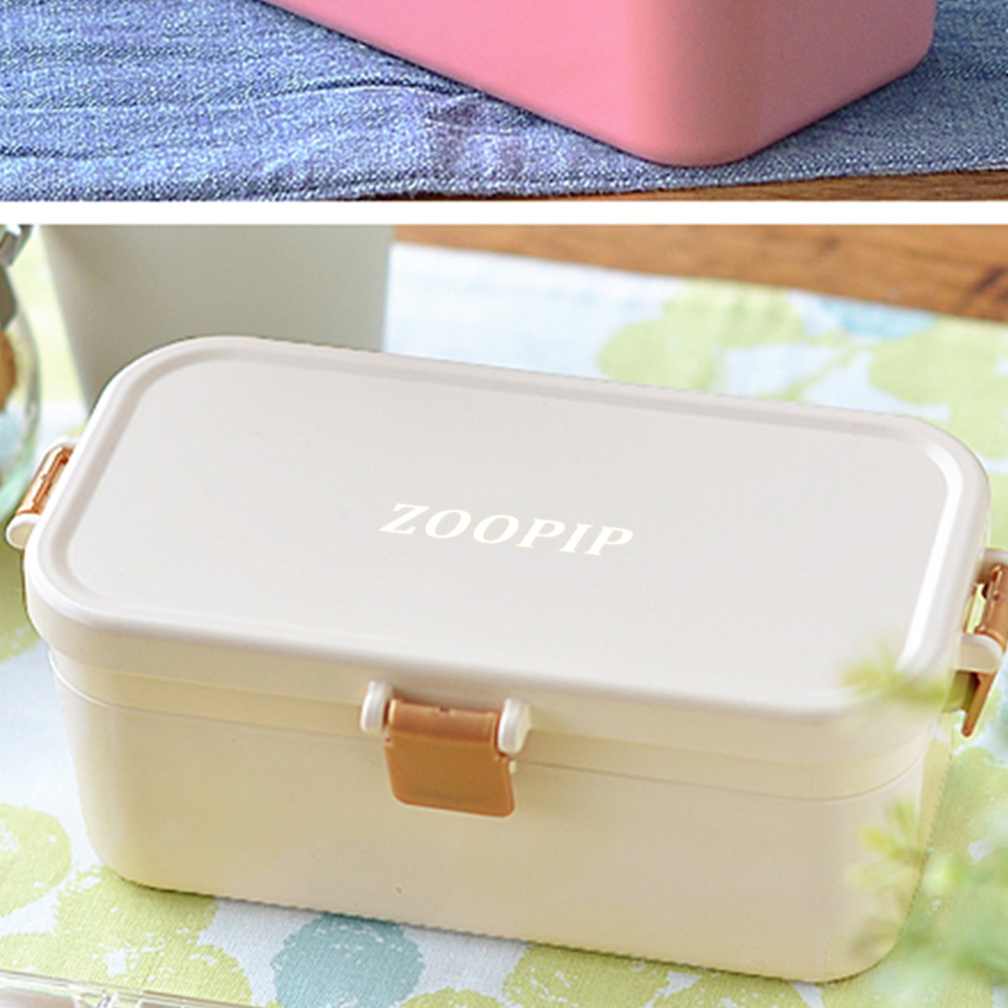 ZOOPIP Simple solid color plastic lunch box divided lunch box JOOFIRE