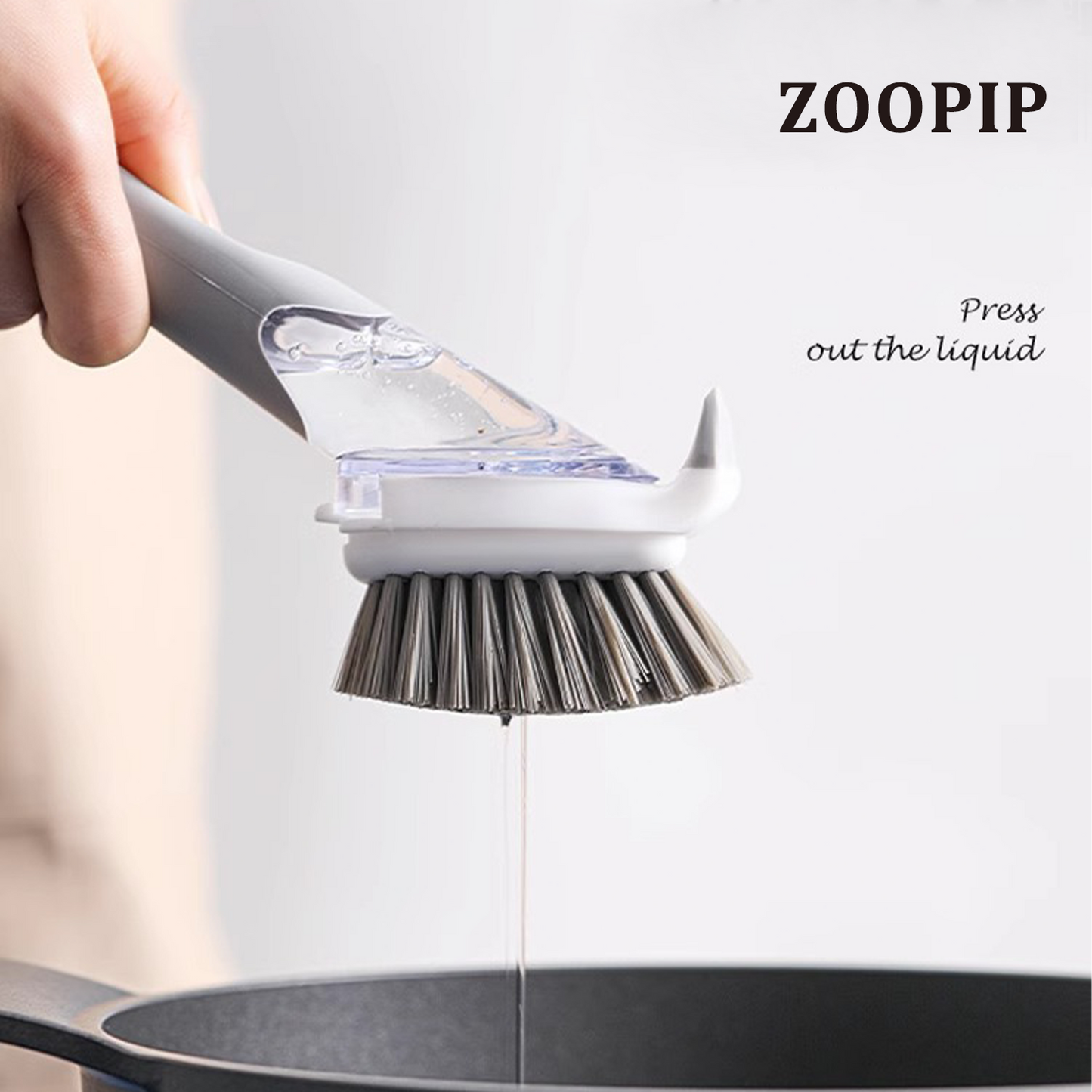 ZOOPIP Long-handled washer press, automatic liquid addition, marine bowl cleansing brush, kitchen press, pottery sink, sacred treasure 6 printings JOOFIRE