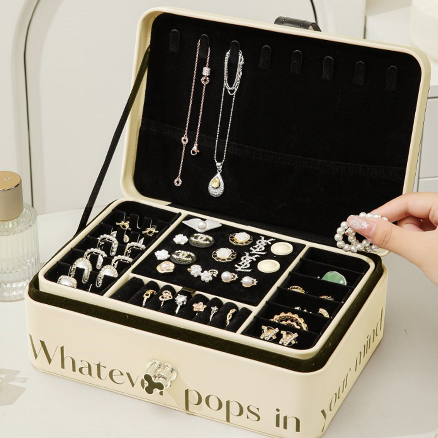ZOOPIP Large-capacity necklace box, five-layer leather storage box, jewelry storage box, multi-layer jewelry storage box JOOFIRE