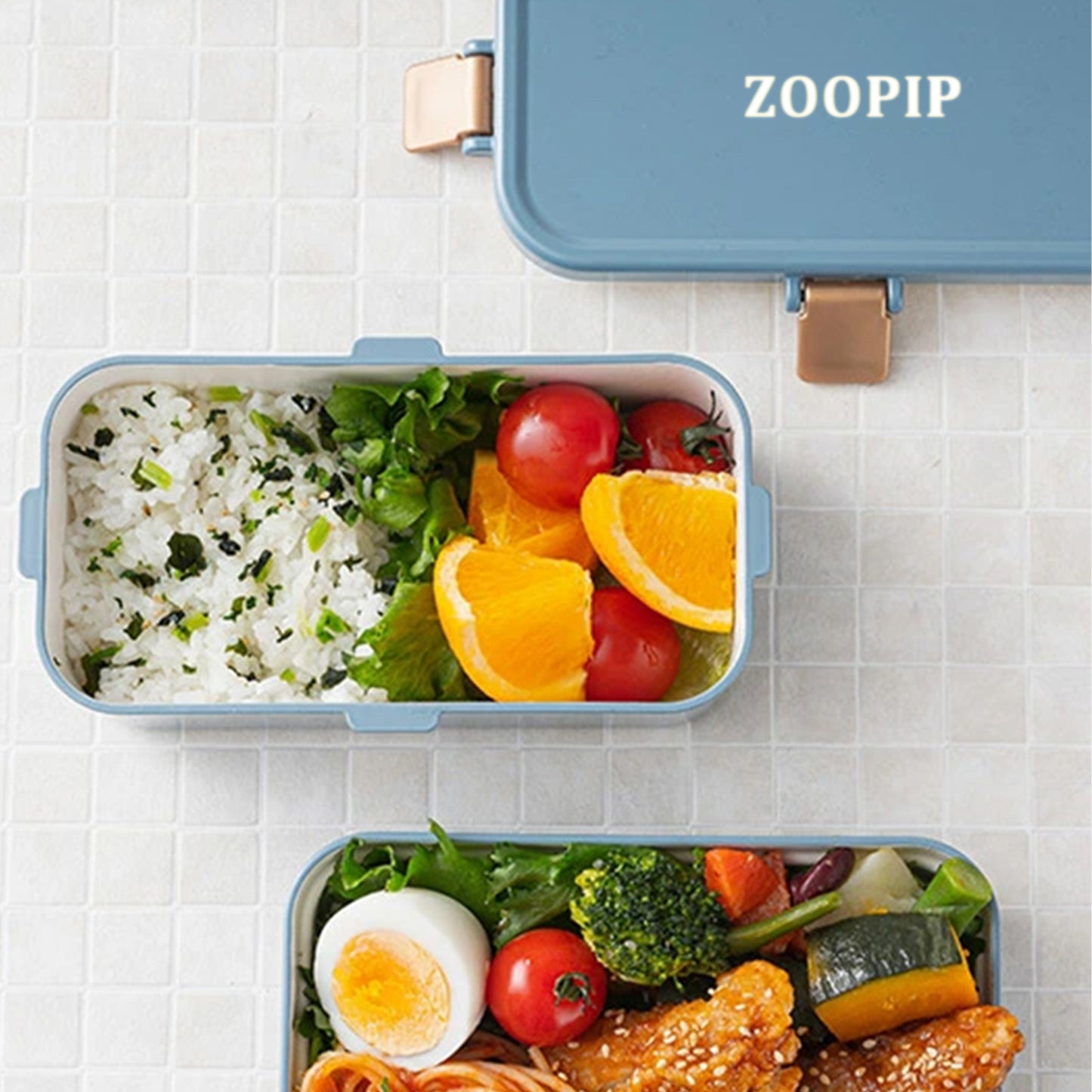 ZOOPIP Simple solid color plastic lunch box divided lunch box JOOFIRE