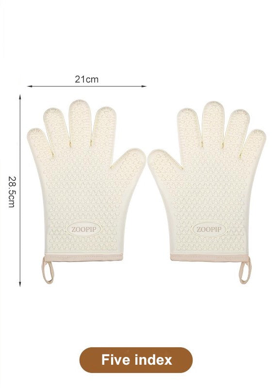 ZOOPIP Silicone oven gloves microwave oven insulation gloves high temperature resistant baking anti-scalding thickened baking gloves JOOFIRE