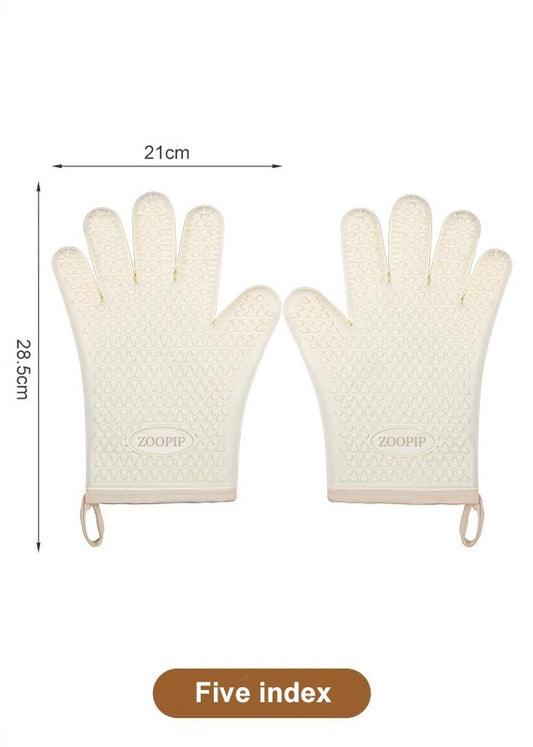 ZOOPIP Silicone oven gloves microwave oven insulation gloves high temperature resistant baking anti-scalding thickened baking gloves JOOFIRE