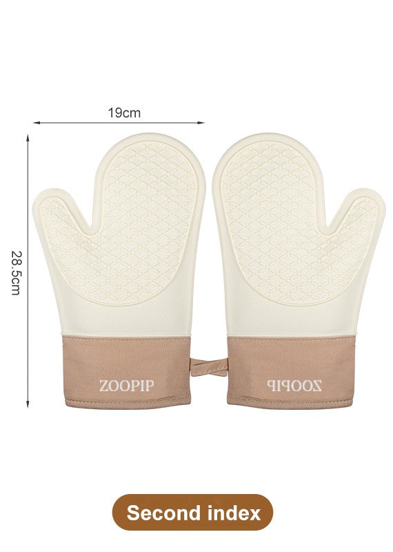 ZOOPIP Silicone oven gloves microwave oven insulation gloves high temperature resistant baking anti-scalding thickened baking gloves JOOFIRE
