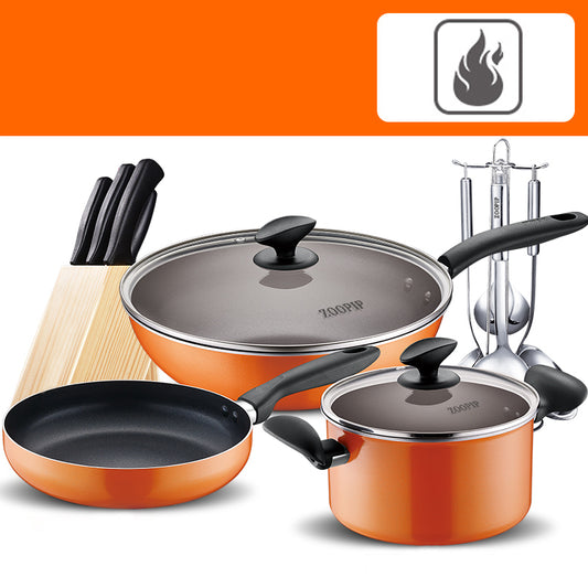 ZOOPIP Wok non-stick wok smokeless pot kitchen utensils and pots set complete household gas induction cooker universal JOOFIRE