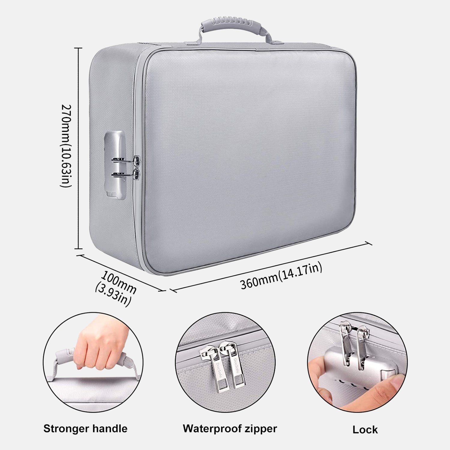 Fireproof document bag with lock 2in 1 DocSafe
