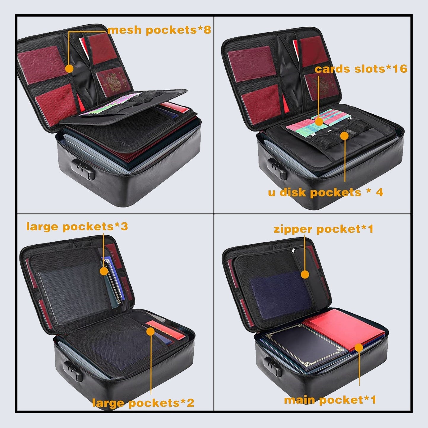 Fireproof document bag with lock JOOFIRE