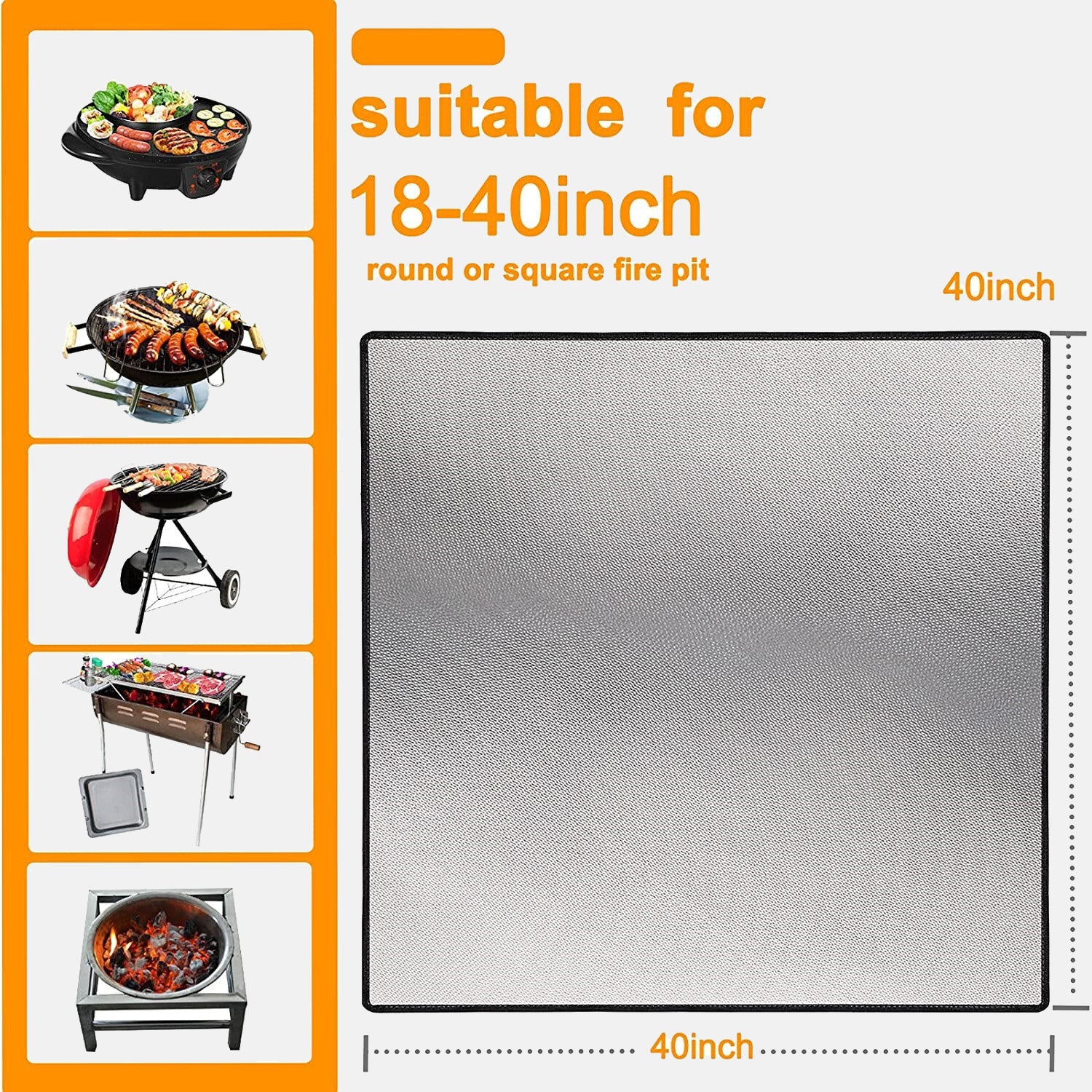 40" Square Fire Pit Mat Grill Mat DocSafe