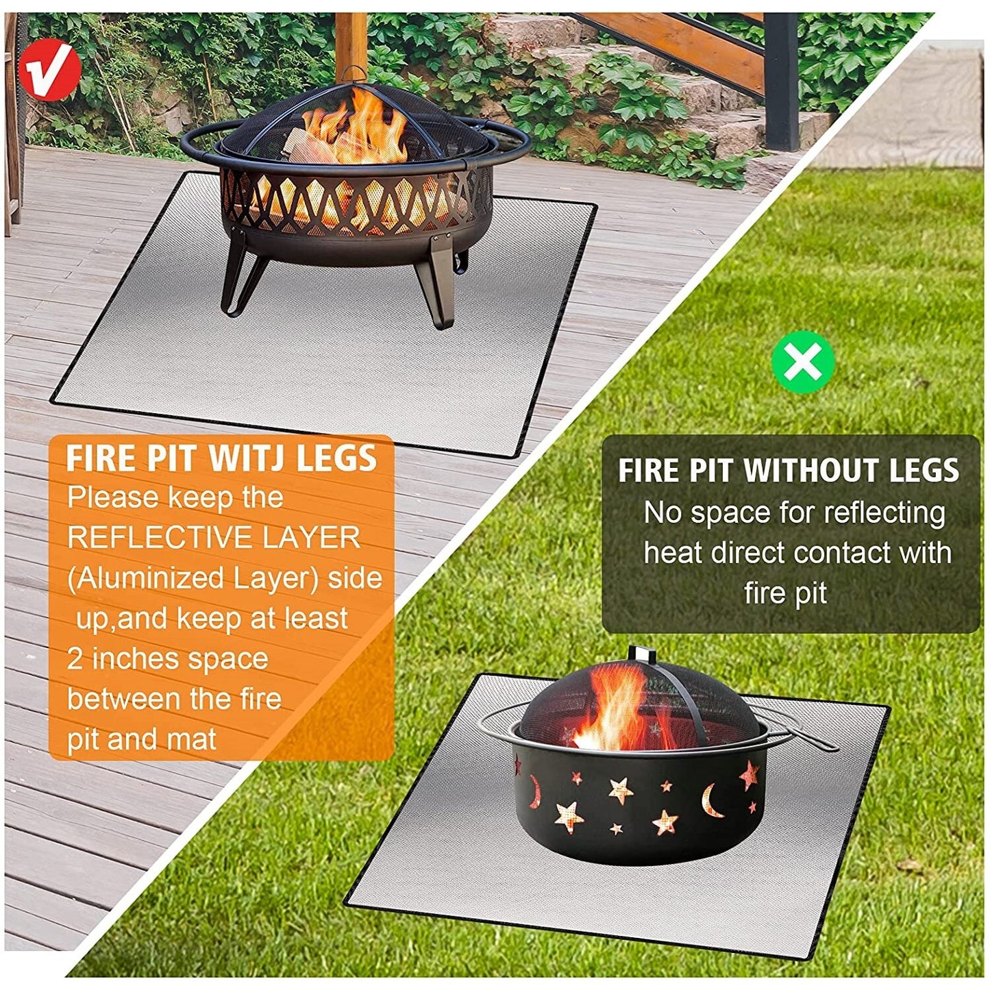 40" Square Fire Pit Mat Grill Mat DocSafe