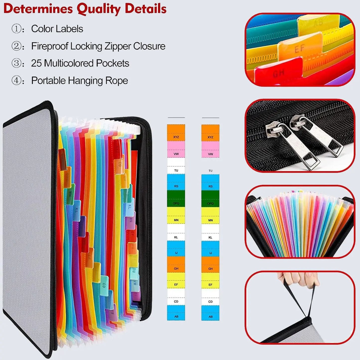 Colorful pocket file organizer - JOOFIRE