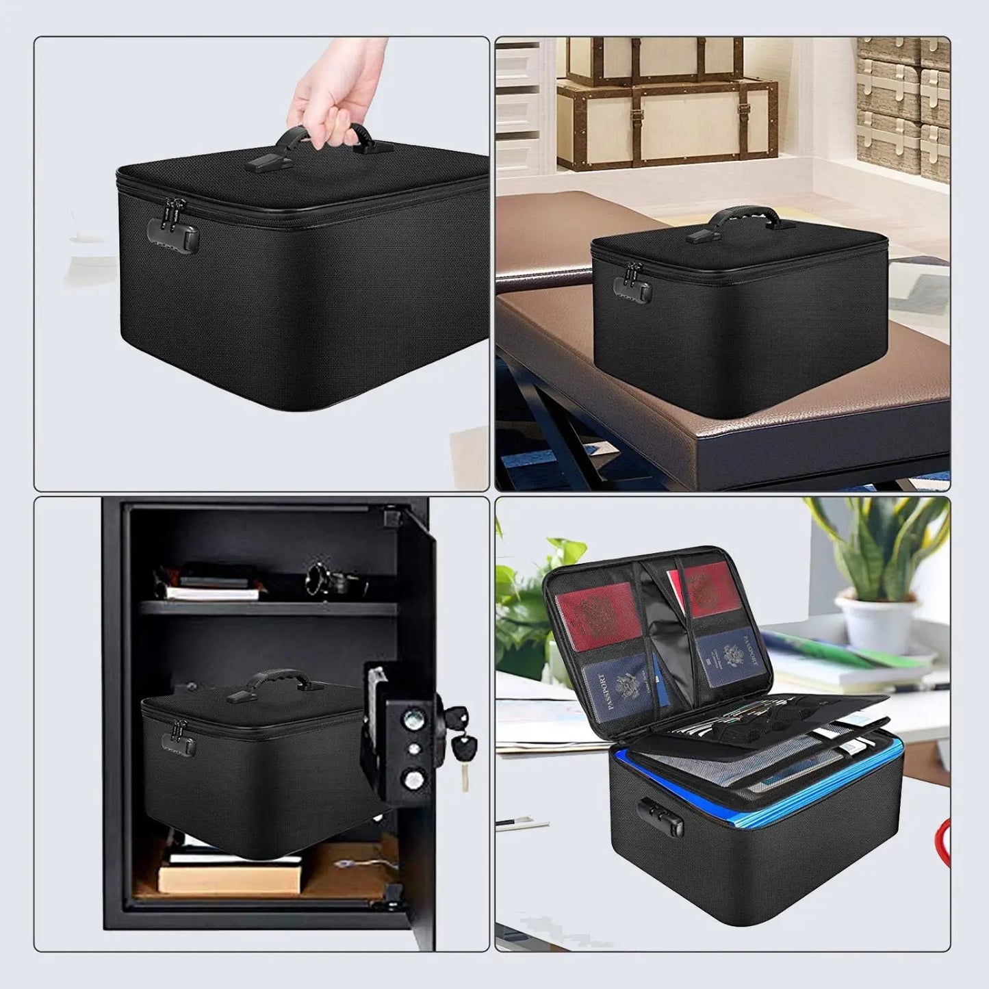 Fireproof and waterproof document manager with lock 4 large compartments - JOOFIRE
