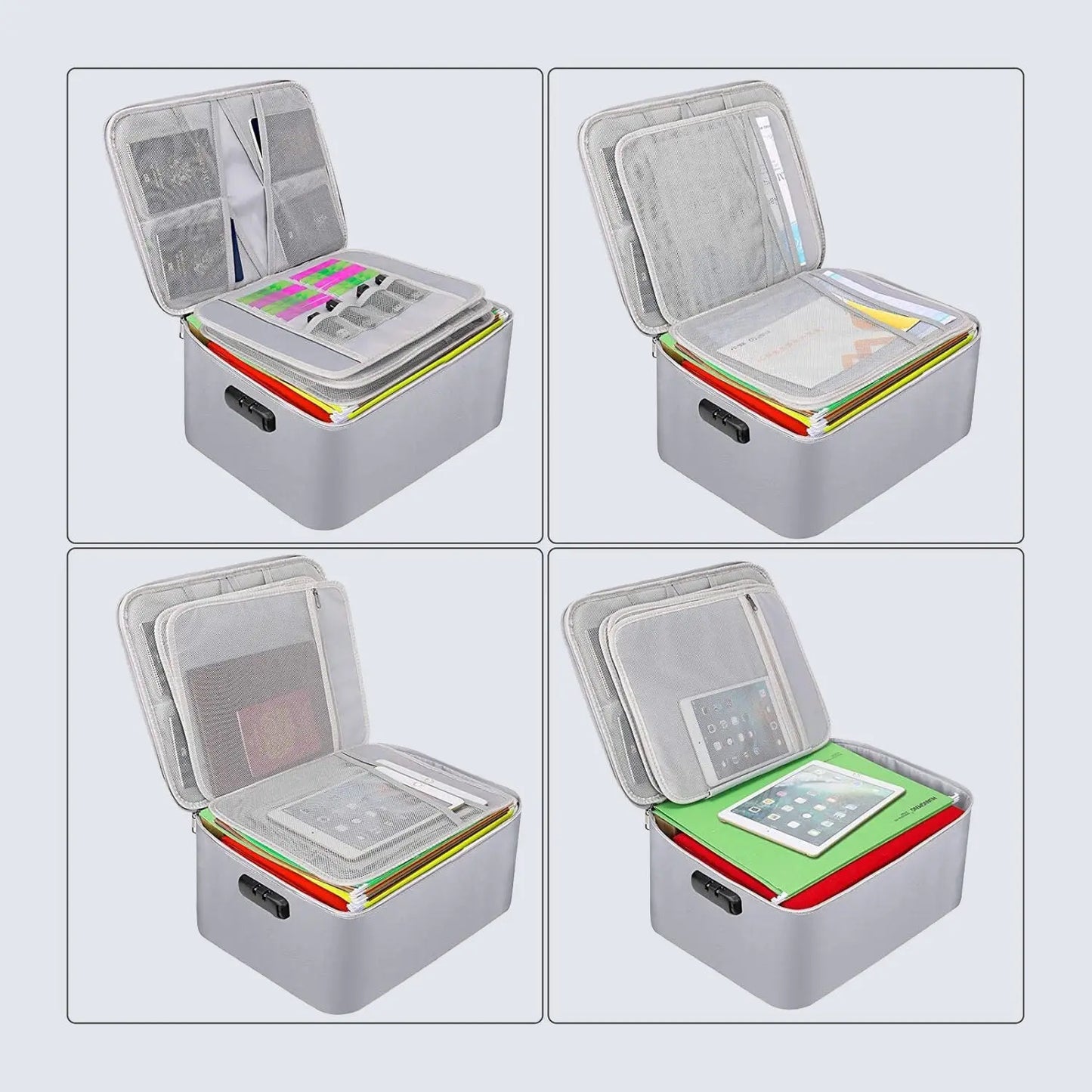 Fireproof and waterproof document manager with lock 4 large compartments - JOOFIRE