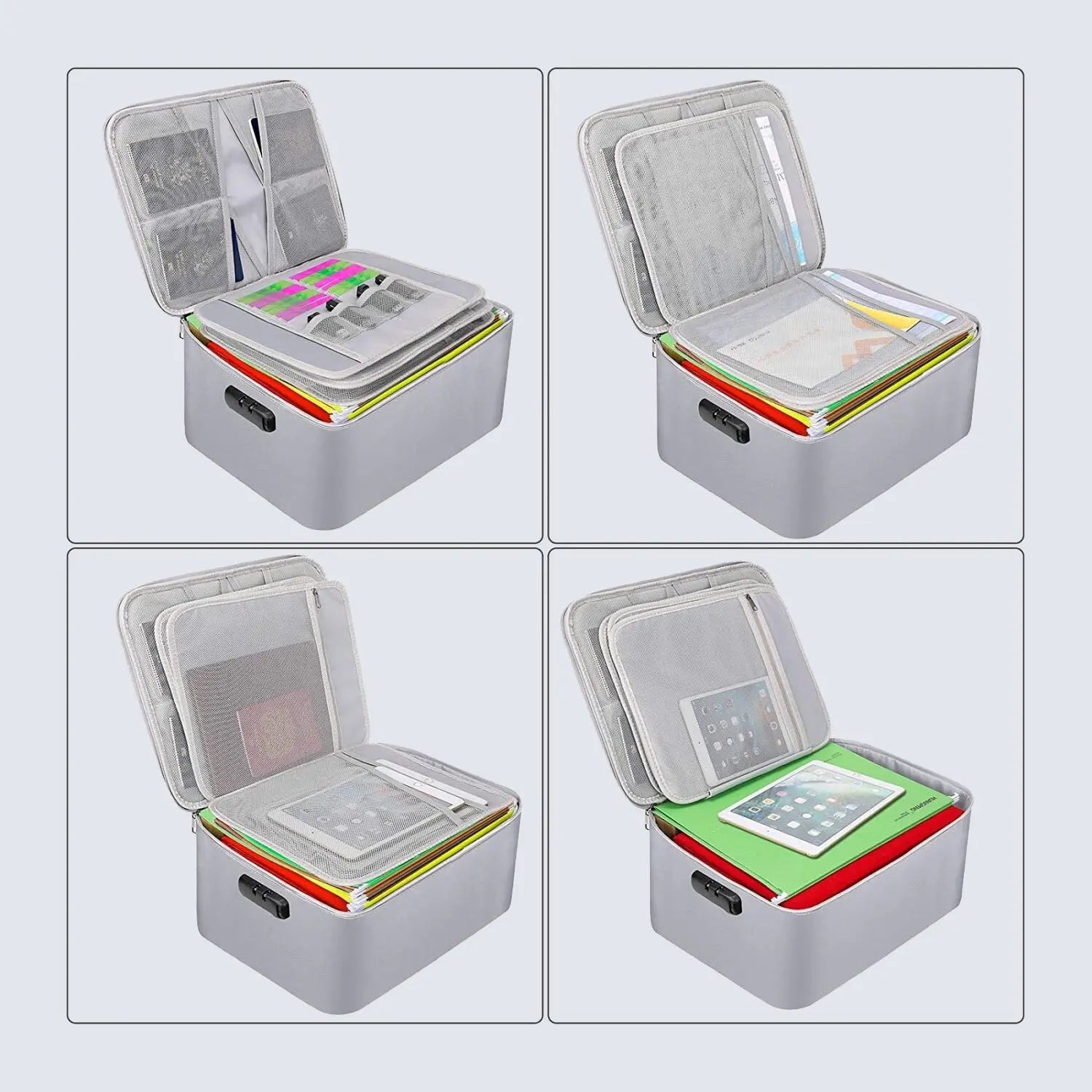 Fireproof and waterproof document manager with lock 4 large compartments - JOOFIRE