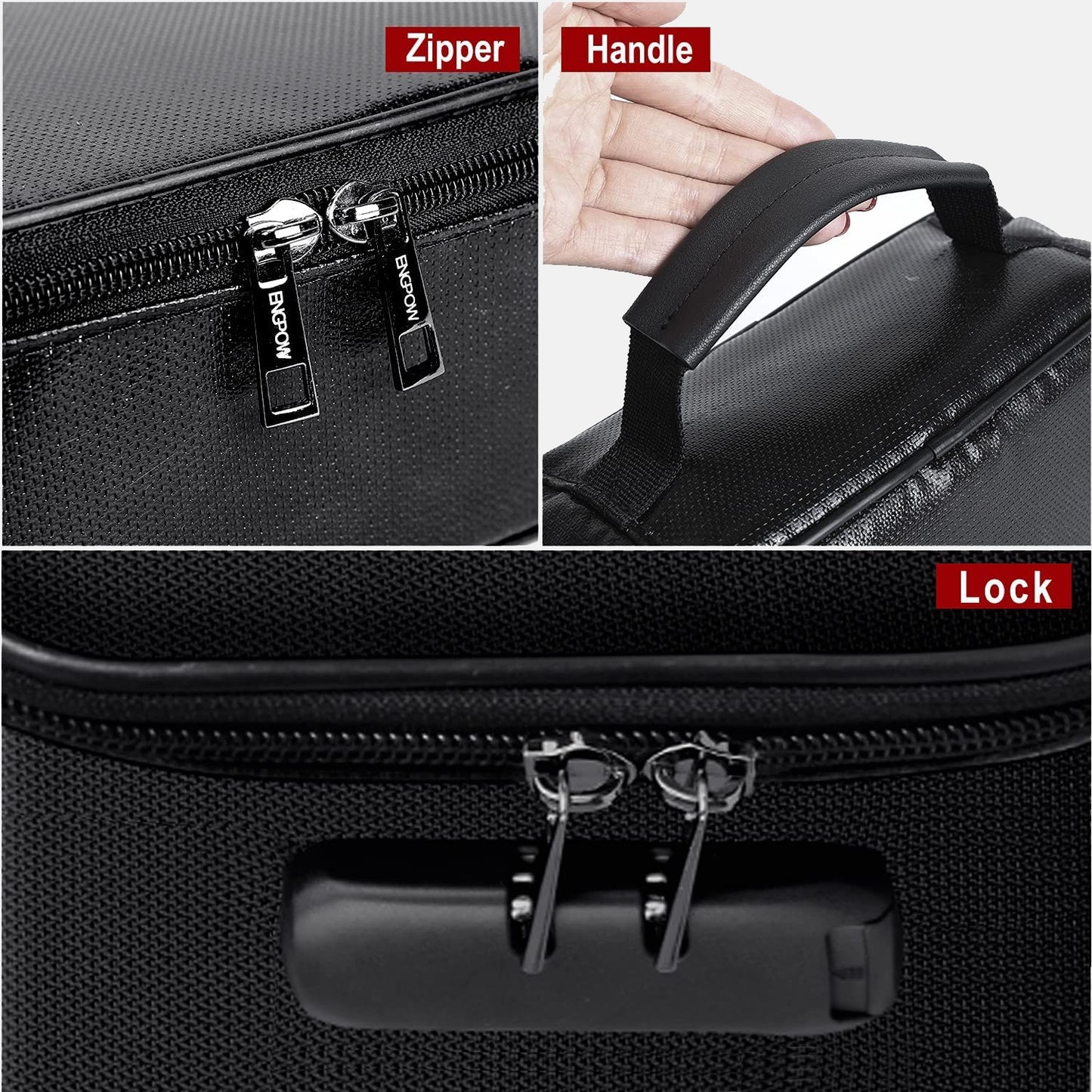 Small Fireproof Storage Organizer Case with Lock(9.4”x 5.9”x 3.2”) ENGPOW