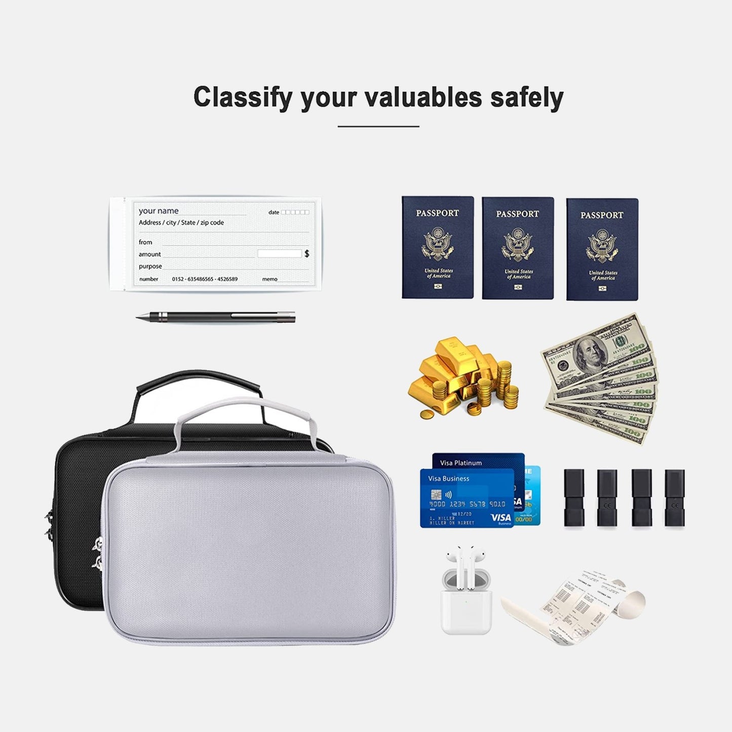 Small Fireproof Storage Organizer Case with Lock(9.4”x 5.9”x 3.2”) ENGPOW