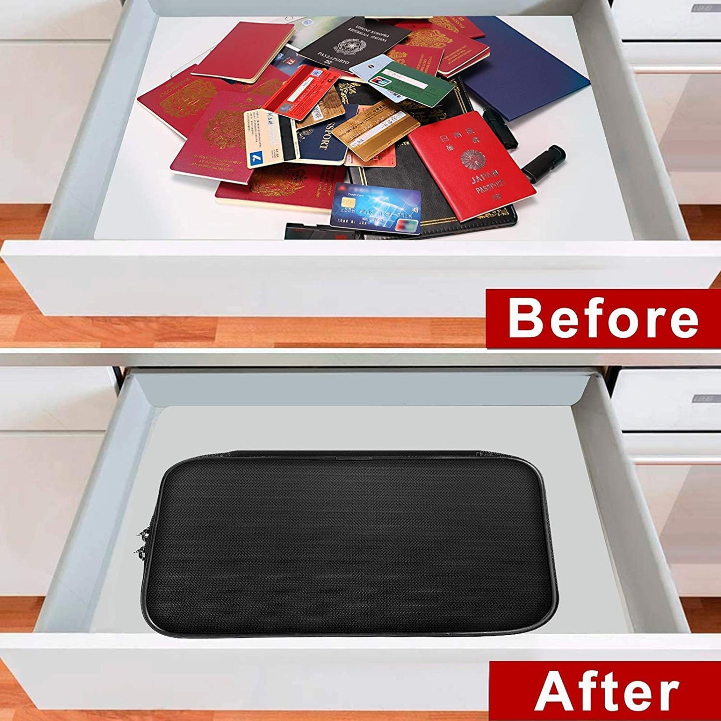 Small Fireproof Storage Organizer Case with Lock(9.4”x 5.9”x 3.2”) ENGPOW