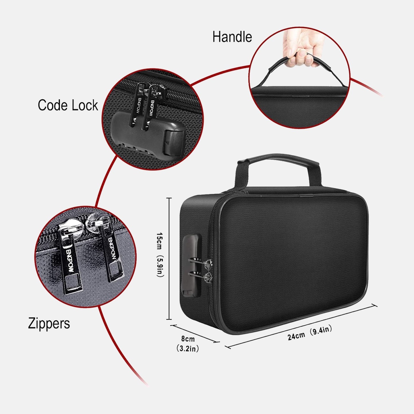 Small Fireproof Storage Organizer Case with Lock(9.4”x 5.9”x 3.2”) ENGPOW
