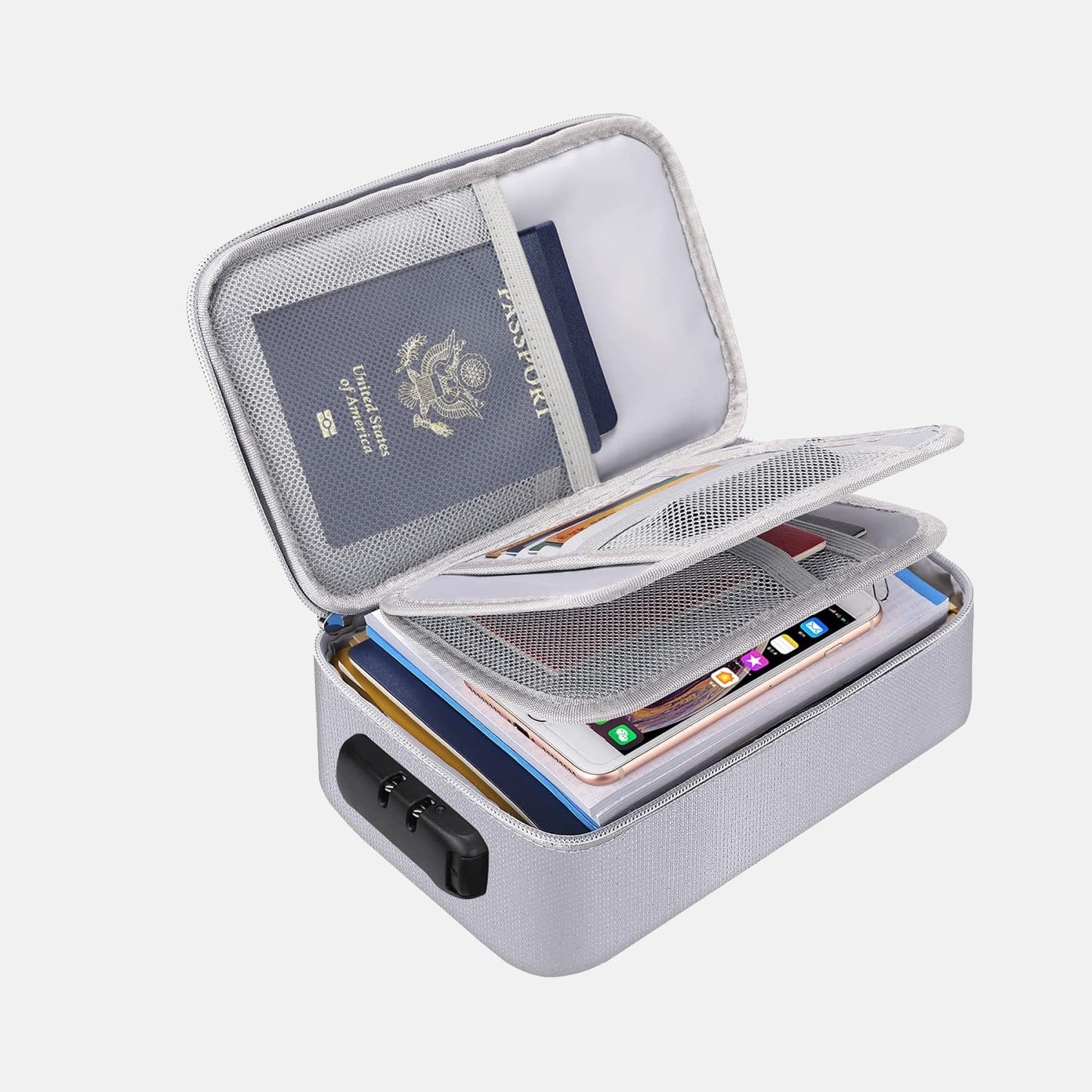 Small Fireproof Storage Organizer Case with Lock(9.4”x 5.9”x 3.2”) ENGPOW
