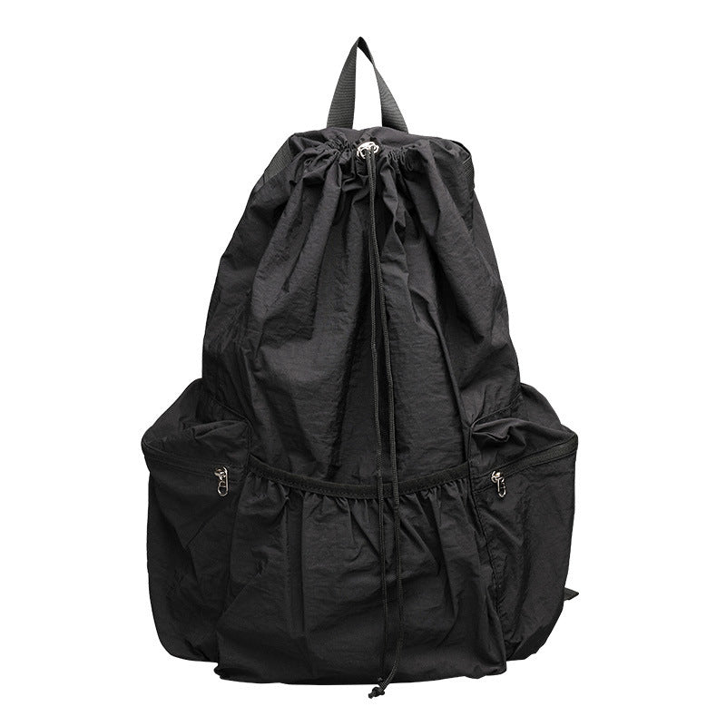 Coophill Casual literary canvas backpack ins fashion drawstring pleated school bag JOOFIRE
