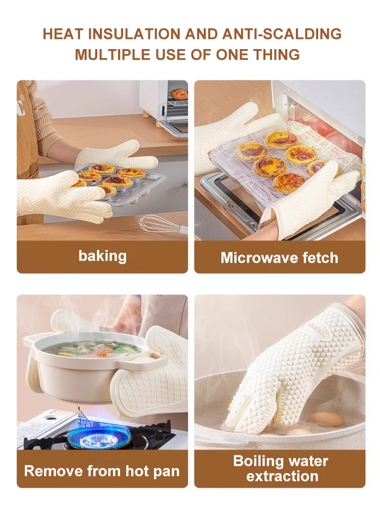 ZOOPIP Silicone oven gloves microwave oven insulation gloves high temperature resistant baking anti-scalding thickened baking gloves JOOFIRE
