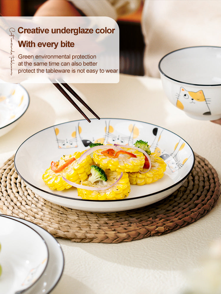 ZOOPIP Ceramic dishes household tableware set creative simple bowl plate combination tableware tableware JOOFIRE