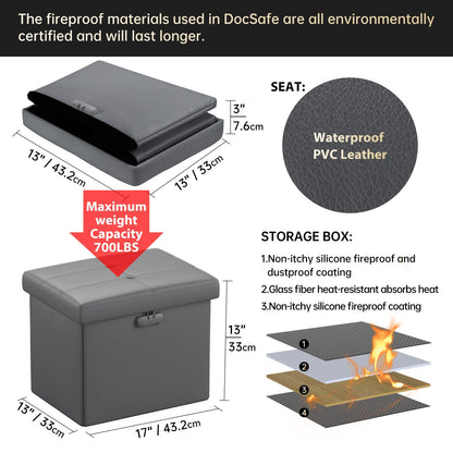 M Size Fireproof Storage Ottoman ENGPOW