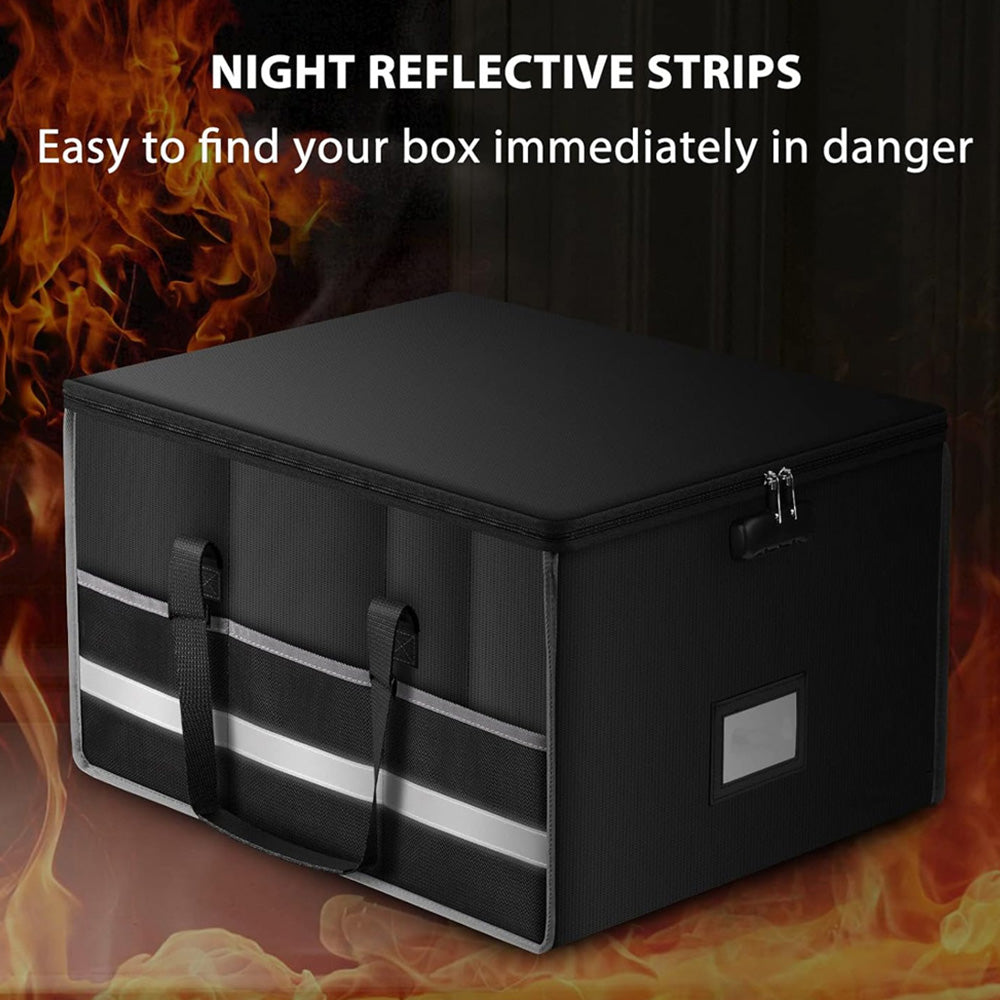 Fireproof File Storage Box Black Widened Version ENGPOW