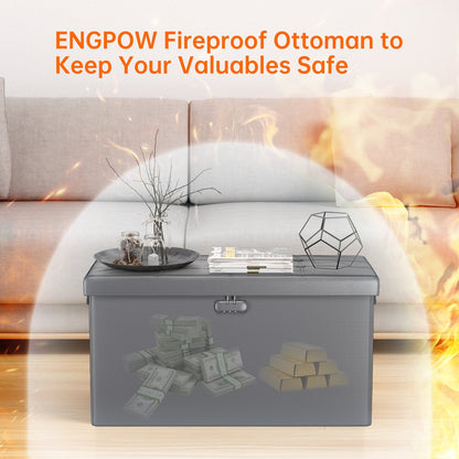 Pink Fireproof Storage Ottoman Bench Folding Bench with Lock ENGPOW