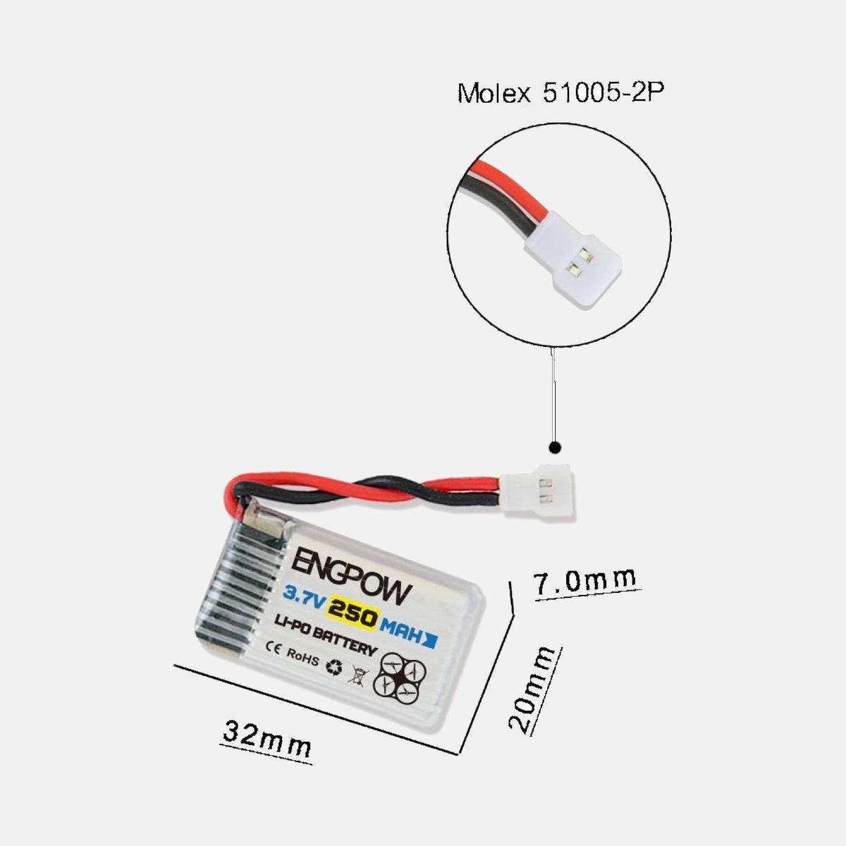 3.7v 250mah Lipo Battery ENGPOW