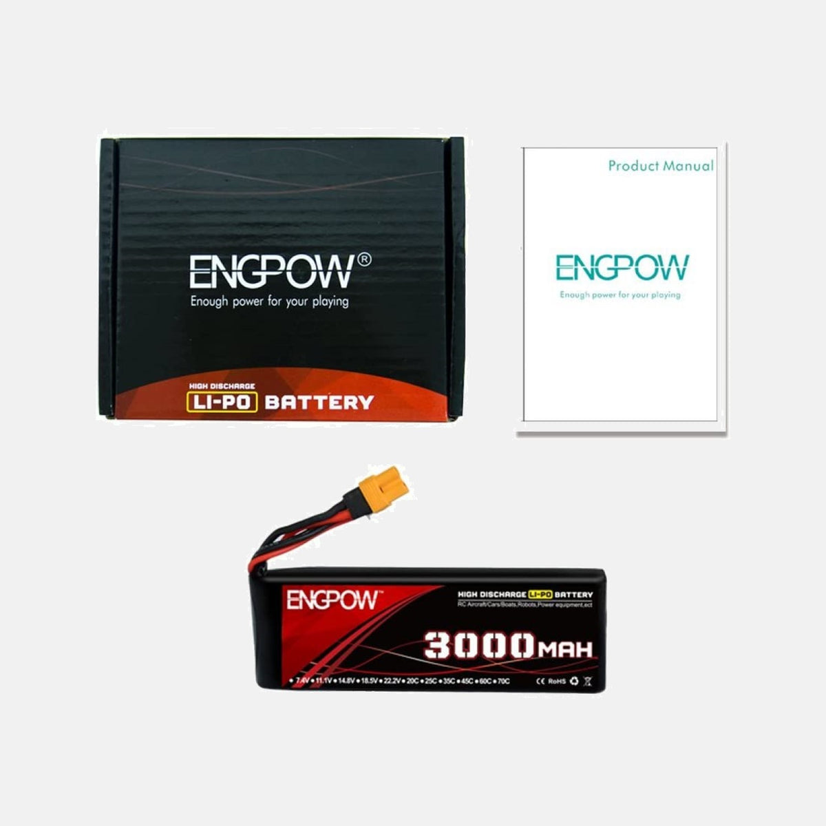 [Upgraded]7.4V 3000mah 30C Lipo Battery ENGPOW
