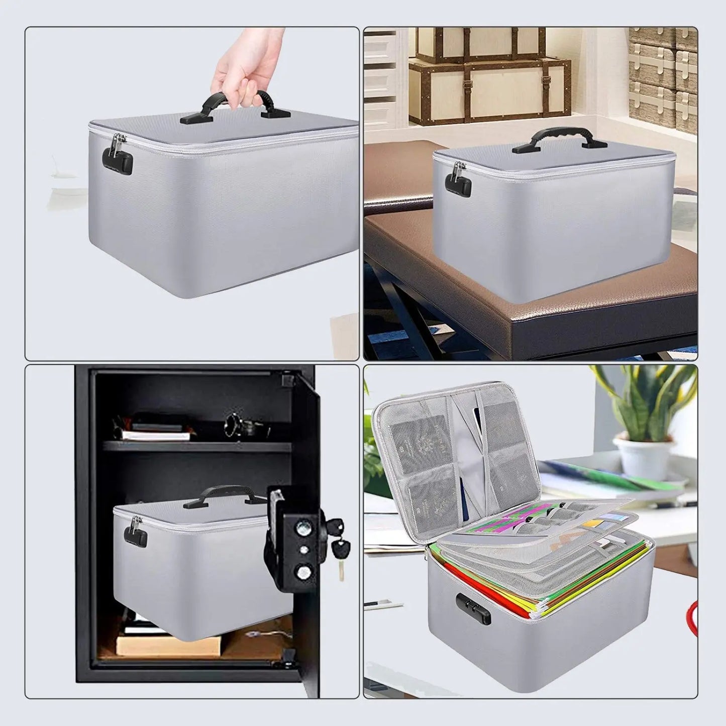 Fireproof and waterproof document manager with lock 4 large compartments - JOOFIRE